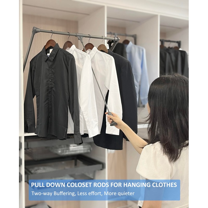 Pull Down Closet Rod,HANKEY Closet Pull Down Rods with Width