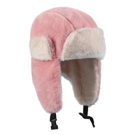 Faxianther Kids Fuzzy Trapper Hats with Lovely Cat Ear, Girls Boys Winter Warm Cozy Faux Fur Lining Full Hood Hat Ushanka Russian Hat Windproof Camping Cycling Ski Earflap Hats Balaclava for 3-8 Yrs