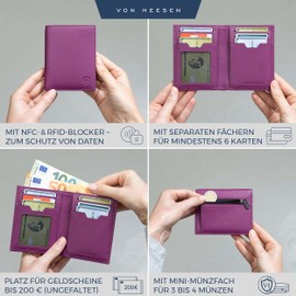 VON HEESEN® Wallets Men & Women, Pink, With coin compartment