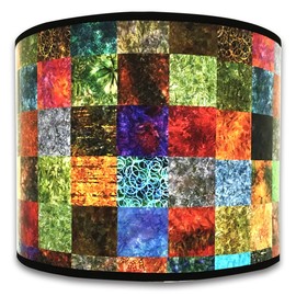 Royal Designs Modern Trendy Decorative Handmade Lamp Shade - Made in USA - Colorful Square Patchwork Design - 10 x 10 x 8