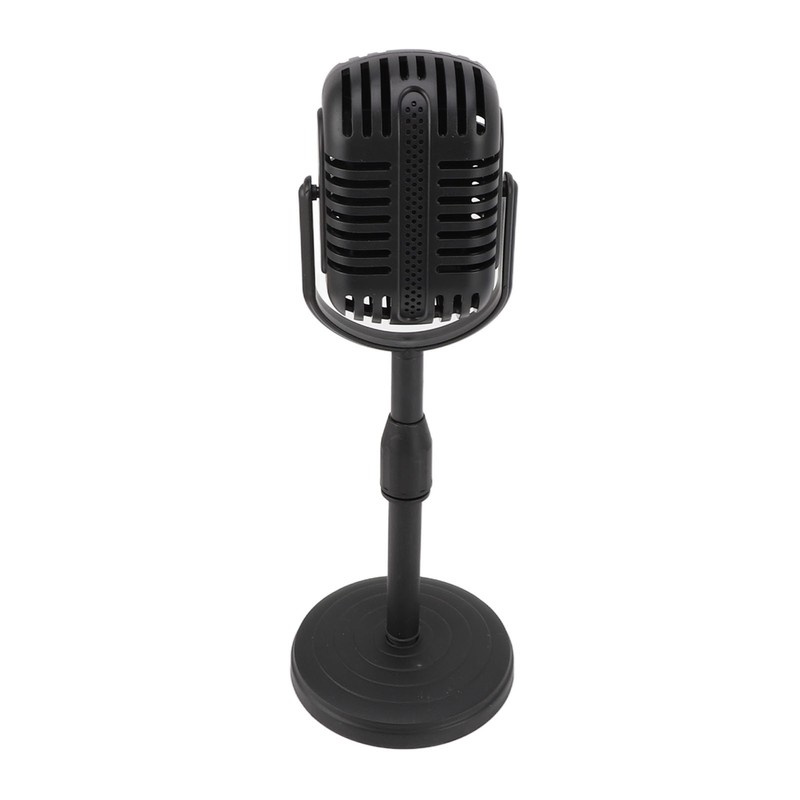 Antique Microphone Decor with Stand Black Realistic Lightweight Retro Microphone
