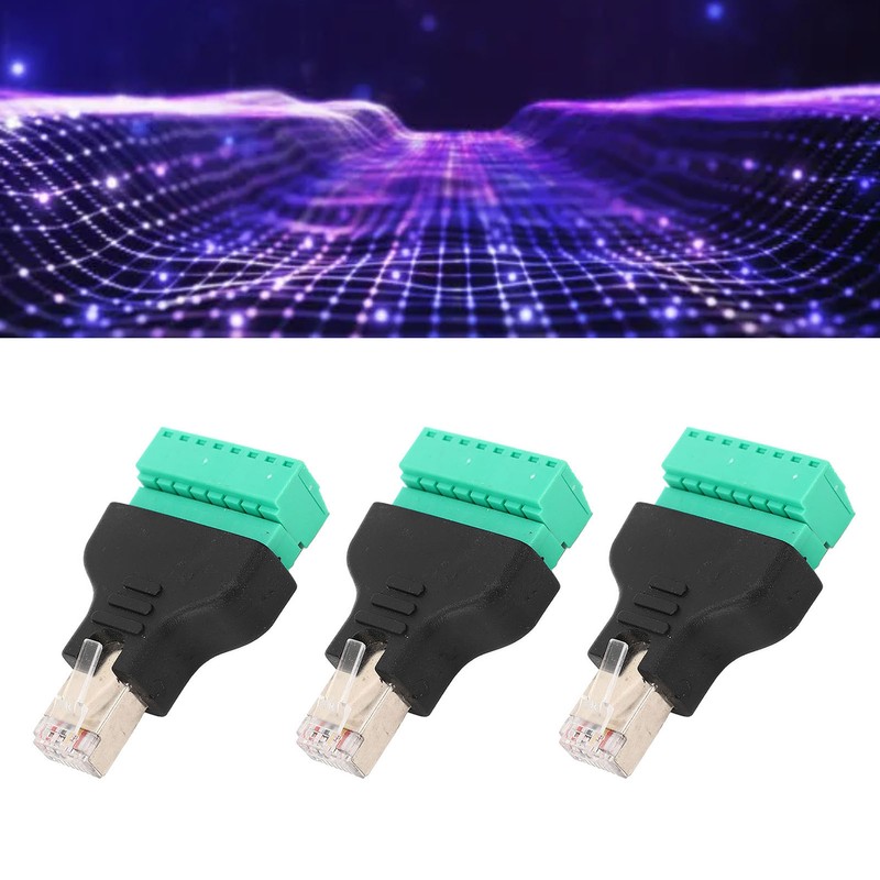 3Pcs RJ45 Screw Terminal Adapter RJ45 Female Thread to 8
