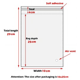 Zydiwo Pack of 300 Transparent Cellophane Bags Sticker Bag Small Plastic Bag OPP for Confetti Jewellery Gift Doll (10 x 29 cm)