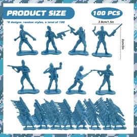 Larfraecy 100Pcs Soldiers Toys for Boys,Toy Soldiers Army Toys,Mini Plastic Soldiers Figures Army Men Figures Toy Set Kids Military War Games Action Figures Toy small Soldiers (Blue)
