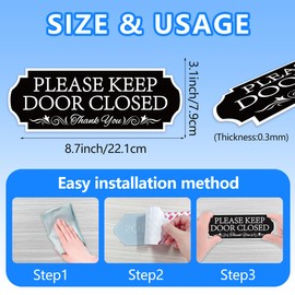 Please Keep Door Closed Sign for House, Self-Adhesive Waterproof and Weatherproof Sign Sticker for Front Door，Indoor/Outdoor Use for Workplace,Store,Cafe and Restaurant (White)