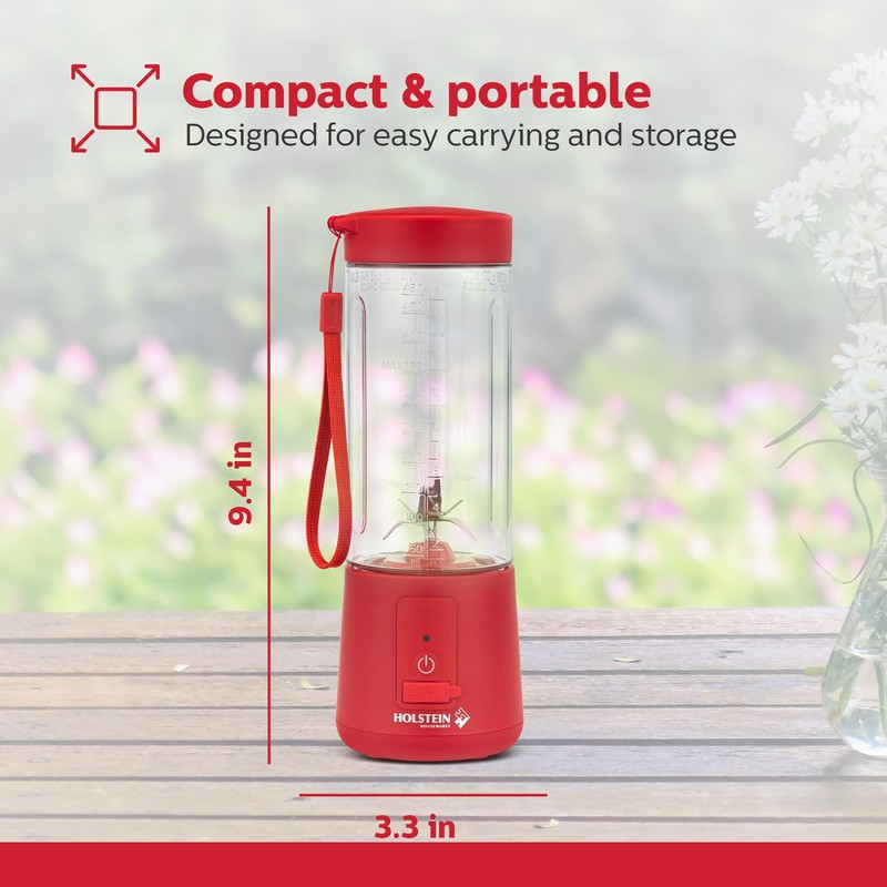 Holstein Housewares - USB Portable Blender, 16oz Personal Smoothie &