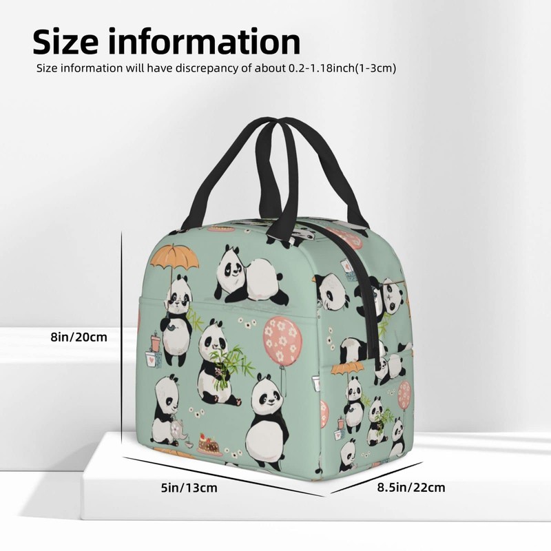JIMOWANG Panda Portable Lunch Bag Compact Tote Bag Reusable Lunch