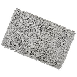 Grey Shaggy Microfibre Bathroom Shower Bath Mat Rug Non-Slip Backing 50x80cm