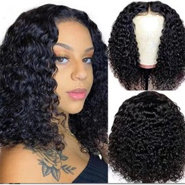 XIROM UN Glueless Wigs Human Hair Pre Plucked Pre Cut Wear and Go Glueless Curly Bob Wigs for Black Women 5x5 HD Lace Closure Wigs Wet and Wavy Wigs Human Hair 200% Density (14 inches)
