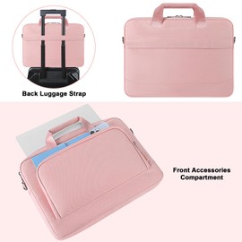 DOMISO Laptop Sleeve Case Large Capacity Shoulder Bag Compatible with 17-17.3 inch Dell XPS/HP Gaming Pavilion 17,Pink