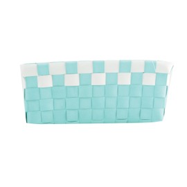 MSV Storage Basket, Storage Basket, Storage Box, Organiser, Bathroom Basket, 19 x 14 x 8 cm, Pastel Green/White