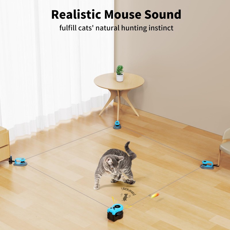 AsFrost Upgraded Interactive Cat Toy for Indoor Cats Chase/Run/Hunt-SkyBlue
