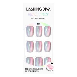 Dashing Diva Magic Press Aurora Blue Nail Tips, 1 Piece, Pink + Green + Blue / 데싱디바 매직프레스 오로라 블루 네일팁, 1개, 핑크 + 그린 + 블루