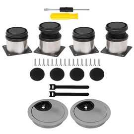 SHANOER 4Pcs Stainless Steel Furniture Feet Adjustable 50 x 50mm+2Pcs Zinc Alloy Multifunctional Threading Box Matte