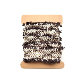 CRAFTMEMORE Luxury Tweed Lace Trim Ribbon Fabric Trimmings Embroidered Applique DIY Costume Sewing Craft (Gold on Dark Brown x 5 Yards)