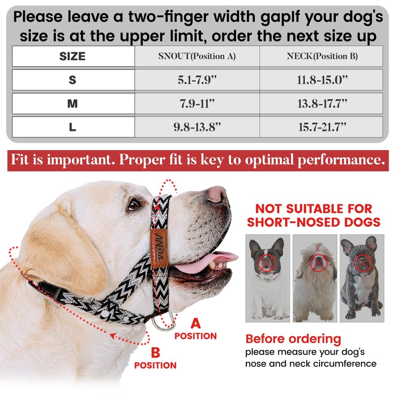 ANDA Gentle Leader Ultra-Light No-Pull Dog Headcollar: Adjustable, Breathable Comfort,
