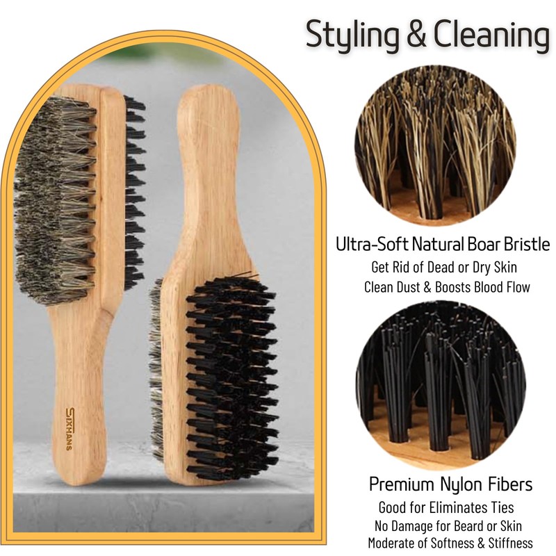 Beard Brush for Men Dual-Sided Soft Beard Mustache Brush Beard