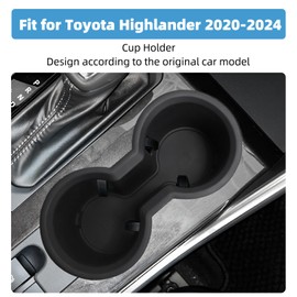 Cup Holder Insert Fit for Toyota Highlander 2020-2024 Center Console Cup Holder Protection Interior Decoration for 2020 2021 2022 2023 2024 Highlander Accessories
