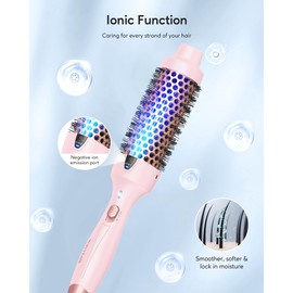 Wavytalk Thermal Brush, Blowout Express 1.5 Inch Negative Ion Thermal Round Brush Creates Blowout Look Makes Hair Shinier & Smoother, Dual Voltage, Easy to Use (Pink)