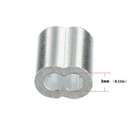 Kitchen-dream 0.11inch (3mm) Diameter Wire Rope Aluminum Sleeves Clip Fittings Cable Crimps(50PCS/80PCS/100PCS) (50PCS)