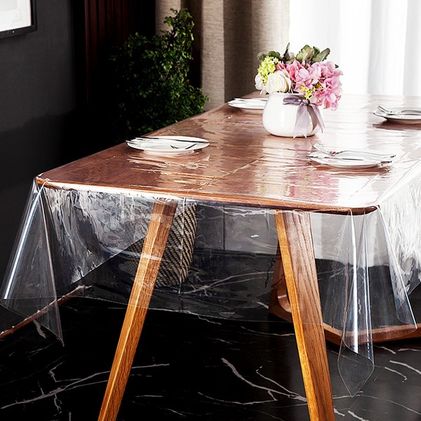 Xmart Transparent Tablecloth Waterproof and Oil Resistant 137 x 259