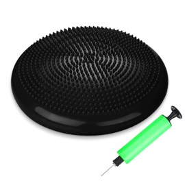Silipull Wobble Cushion with Inflation Pump Balance Disc Stability Disc Wiggle Seat Therapy Exercise Office Chair or Kids Sensory (Black)
