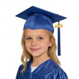 GradPlaza Shiny Preschool and Kindergarten Graduation Cap 2026 Tassel Year Charm Kids Graduation Cap Royal Blue