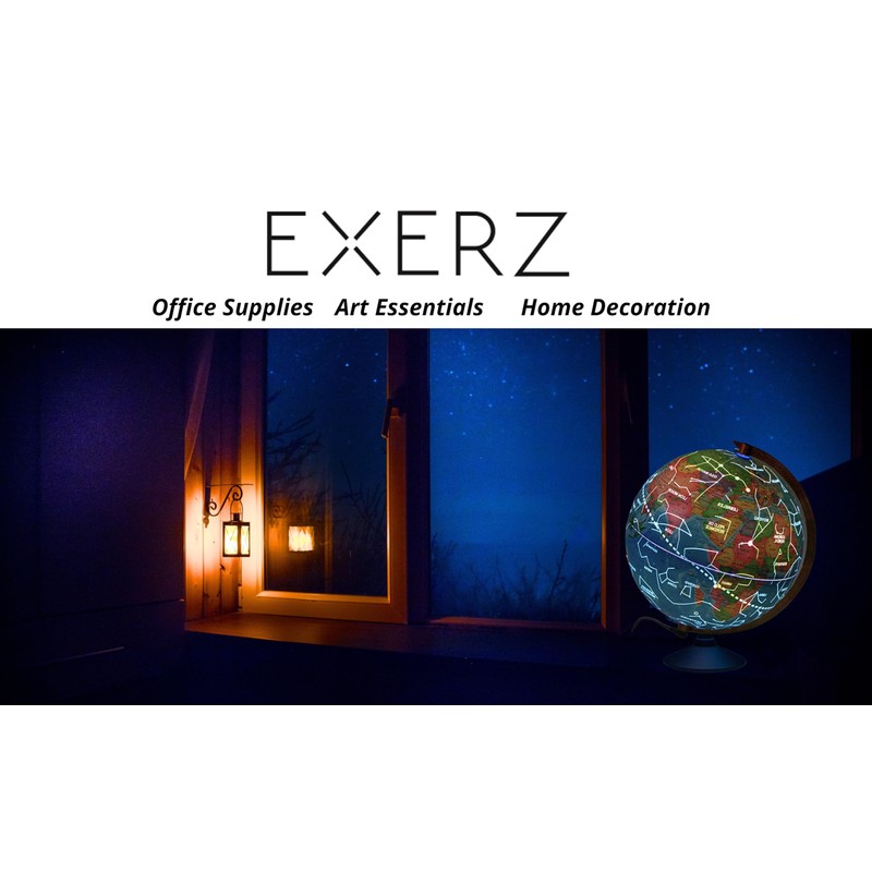 Exerz Illuminated World Globe 20cm Diameter Wooden Base - Spanish