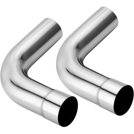 LCGP 3"OD 2 Pcs 90 Degree Exhaust Tube Made of High Quality Stainless Steel DIY Exhaust Pipe