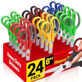 24Pack 8" All Purpose Heavy Duty Sharp Scissors Bulk For Office School Home Stai