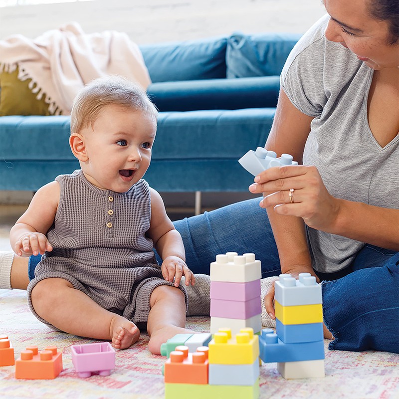 INFANTINO Super Soft Building Blocks, Easy-to-Hold for Babies & Toddlers,
