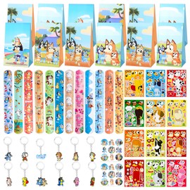Blue-y Party Bag Children's Birthday Set 70 Pieces Party Gifts Party Favour Toy with Snap Bracelet Badge Gift Bags Stickers Easter Gifts Fillers for Girls Boys