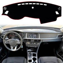 KEEGTBOX Dash Mat Cover Interior Dashboard Protection pad Compatible with Kia Optima Sedan LX EX S SX Turbo SXL Turbo LX Turbo 2016-2020 Sunshade Glare UV Rays Protector (Red Trim)