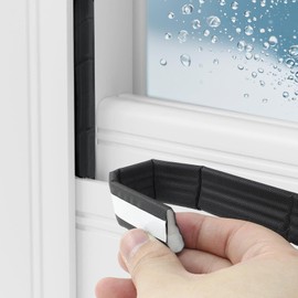 vibedor 118 Inch Weather Stripping Door Seal, Wedge Seal Seal Strip Self Adhesive Soundproof Foam Insulation Tape for Windows Seal, Door Gap Filler for Door Frame(Black)