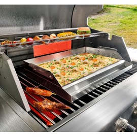 Stainless Steel Griddle (17" x 12") for BBQ Charcoal/GasGrills Fry Flat Top Plate Even Heating for Indoor/Outdoor Cooking, Camping, Tailgating, and Parties