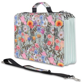 Shulaner 500 Slots Colored Pencil Case Organizer with Zipper Large Capacity Flower Pen Holder Bag for Painter or Artist (Green, Small Slots)