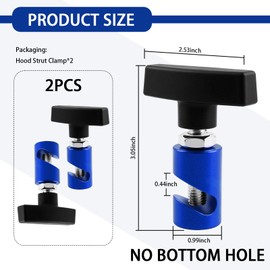 2PCS Car Hood Strut Clamp,Adjustable Hood Prop Tool with Comfort T-handle for Securing Hoods Struts,Professional Automotive Tools Car Hoods Holder for 11mm Lift Support Rod (Blue Standard/2PCS)