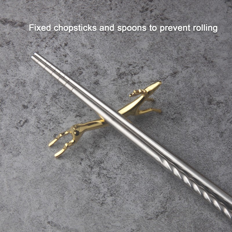 4Pcs Chopstick Rest Smoother Surfaces Reusable Cute Animal Design Gold