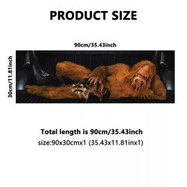 Unbranded Bigfoot with Raccoon - Unframed Canvas Print - 36" x 12" - Sasquatch at his Best