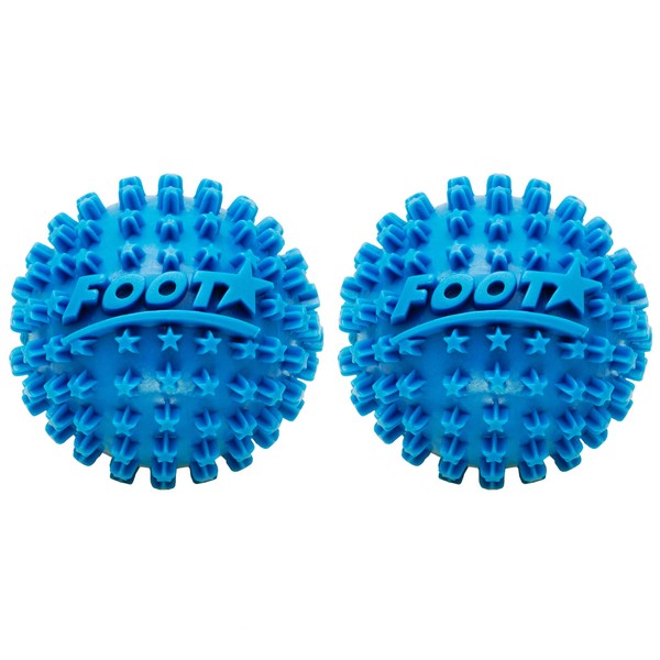 Body Back Foot Star Massager Ball and Plantar Fasciitis Roller - Soothe Foot Stress, Discomfort, Aches, & Tightness (Pack of 2, Blue, 2-Inch)
