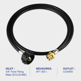 KOMAN 5FT High-Pressure Propane Converter Hose, Adapter for Buddy Heaters, Weber Q Gas Grill, Coleman Camping Stove, QCC1 / Type1 LP Gas Tank Bulk Appliances Connect to 20 LB Propane Cylinder Tank