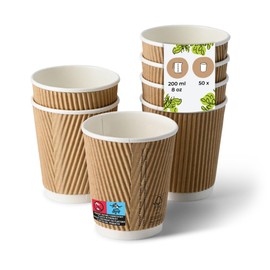 BIOZOYG Ripple Cups for Hot Drinks Coffee Cup to Go Made of Cardboard Disposable Cups Alternative to Styrofoam Cups