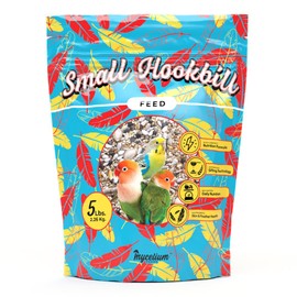 Mycelium Small Hookbill Feed (5 LBS) | Organic, Non‑GMO Bird Food for Cockatiels, Conures & Lovebirds | Filler‑Free with Hulled Seeds | Daily Energy, Skin & Feather Support | Made in USA