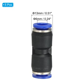 PATIKIL 6mm Push to Connect Fittings, 5Pcs Plastic Air Line Hose Fitting Quick Release Pneumatic Connectors Straight Union Two Way Coupler for Tube, Blue