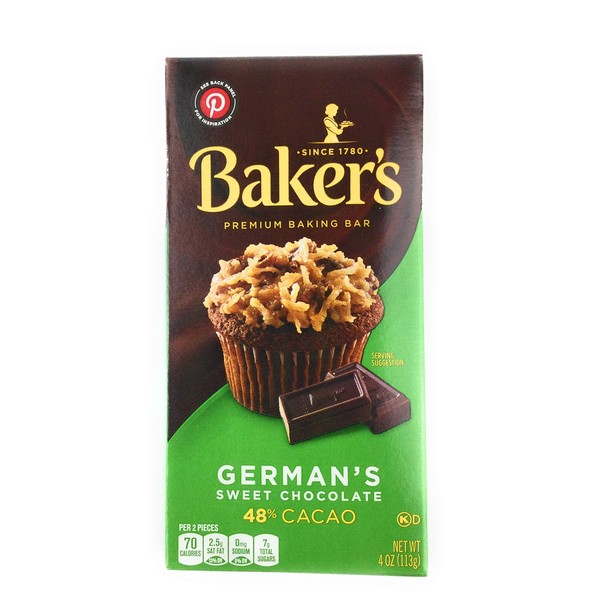 Bakers German's Sweet Chocolate Baking Bar (4 Pack) 4 Oz Ea.