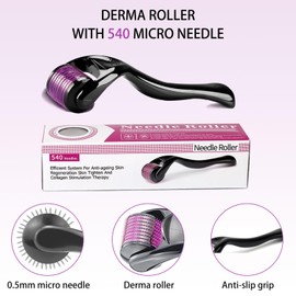 Dermaroller 0.5mm Beard Roller 540 Microneedles Titanium for Men and Women for Face Skin Care Anti-Wrinkle Anti-Ageing Stimulates Hair Regrowth Beard Growth