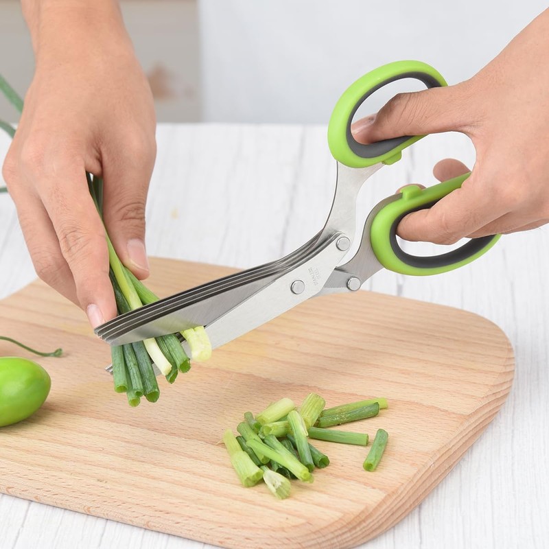 Herb Shears, Kitchen Salad Scissors Stainless Steel with Cover, Herb