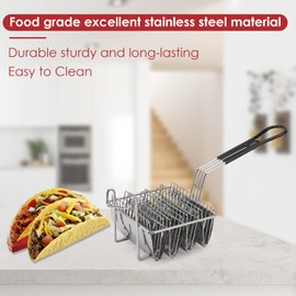 SH-RuiDu Taco Basket Holds 4 Shells Deep Fryer Taco Holder Basket Taco Fry Basket with Grip Handle