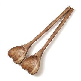 Wooden Heart Shaped Spoons: Wood Long Handle Love Spoon for Appetizer, Serving, Kitchen Mixing Utensil for Mother's Day Charcuterie Valentine's Day, Housewarming Accessories