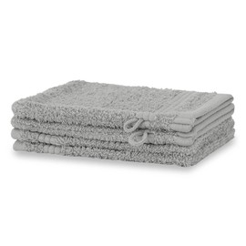 Merana Rome Wash Cloth Set | Absorbent, Soft and Lint-Free | Terry Wash Mitts in Luxury Quality Made of Heavy Cotton 590 GSM (Dolphin Grey, 4 x Wash Mitt (15 x 20 cm)